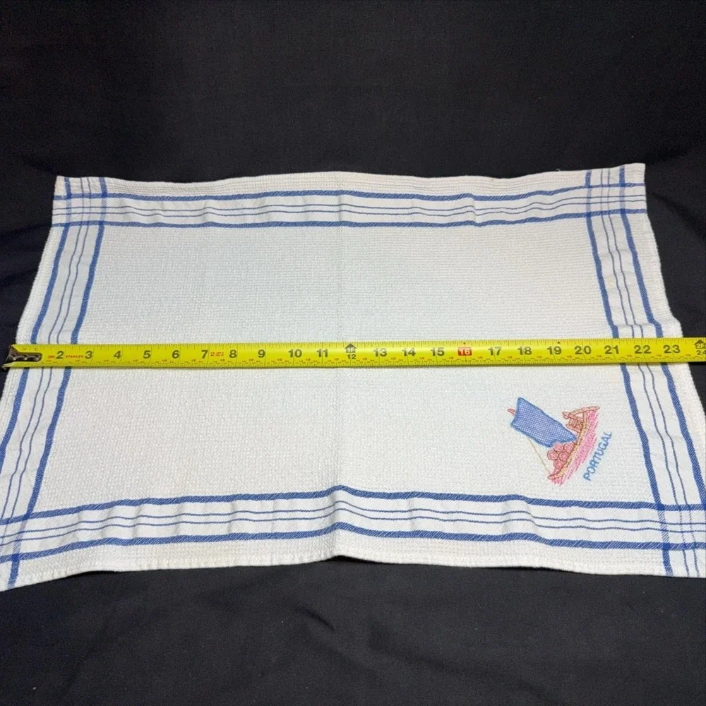 Portugal Embroidered Kitchen Tea Towel White Cotton Boat Nautical‎ Decor